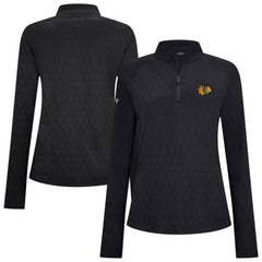 Chicago Blackhawks Levelwear Women's Spike Raglan Quarter-Zip Top - Black | NHL Clearance