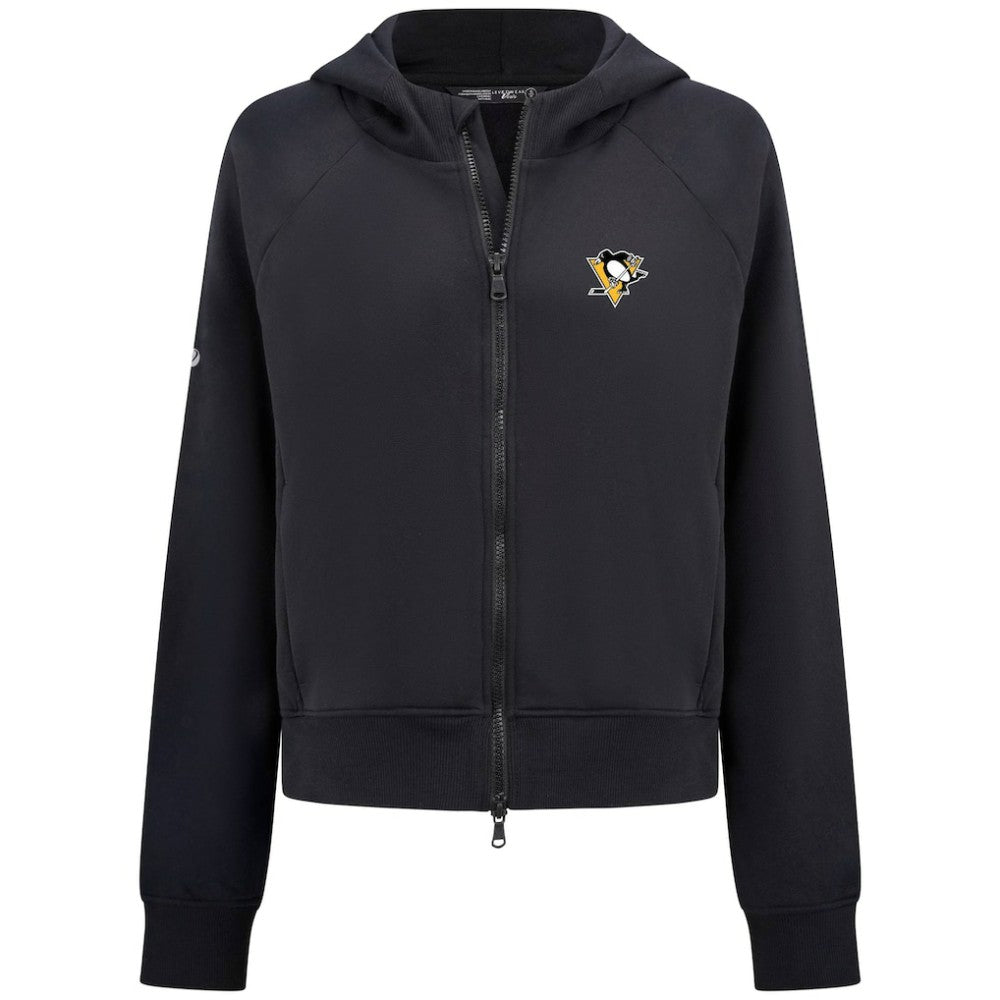 Pittsburgh Penguins Levelwear Women's Judd Raglan Full-Zip Hoodie - Black | NHL near me