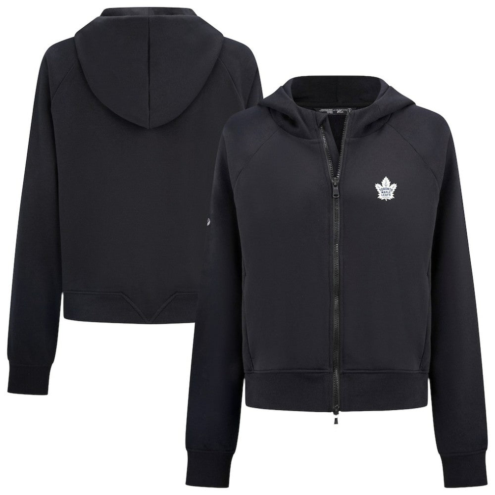 Toronto Maple Leafs Levelwear Women's Judd Raglan Full-Zip Hoodie - Black | NHL Clearance