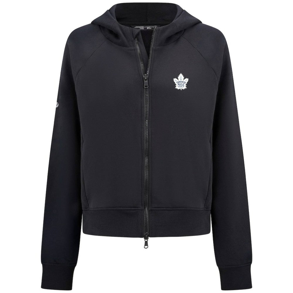 Toronto Maple Leafs Levelwear Women's Judd Raglan Full-Zip Hoodie - Black | NHL Clearance