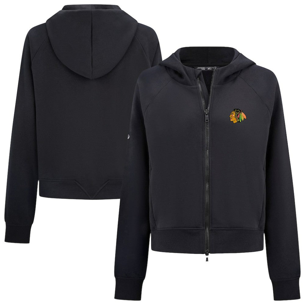 Chicago Blackhawks Levelwear Women's Judd Raglan Full-Zip Hoodie - Black | NHL near me