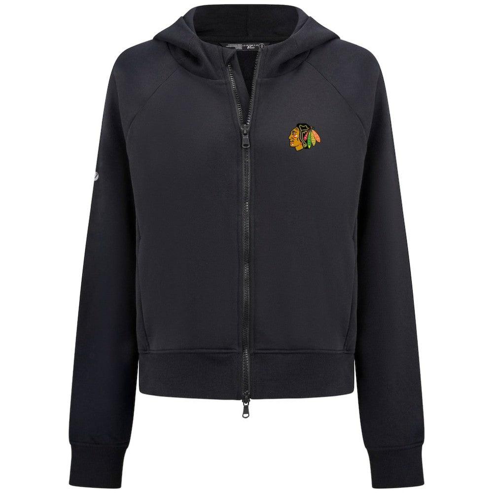 Chicago Blackhawks Levelwear Women's Judd Raglan Full-Zip Hoodie - Black | NHL near me