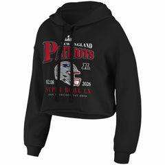 New England Patriots WEAR by Erin Andrews Women's Super Bowl LX Cropped Hoodie - Black - NFL
