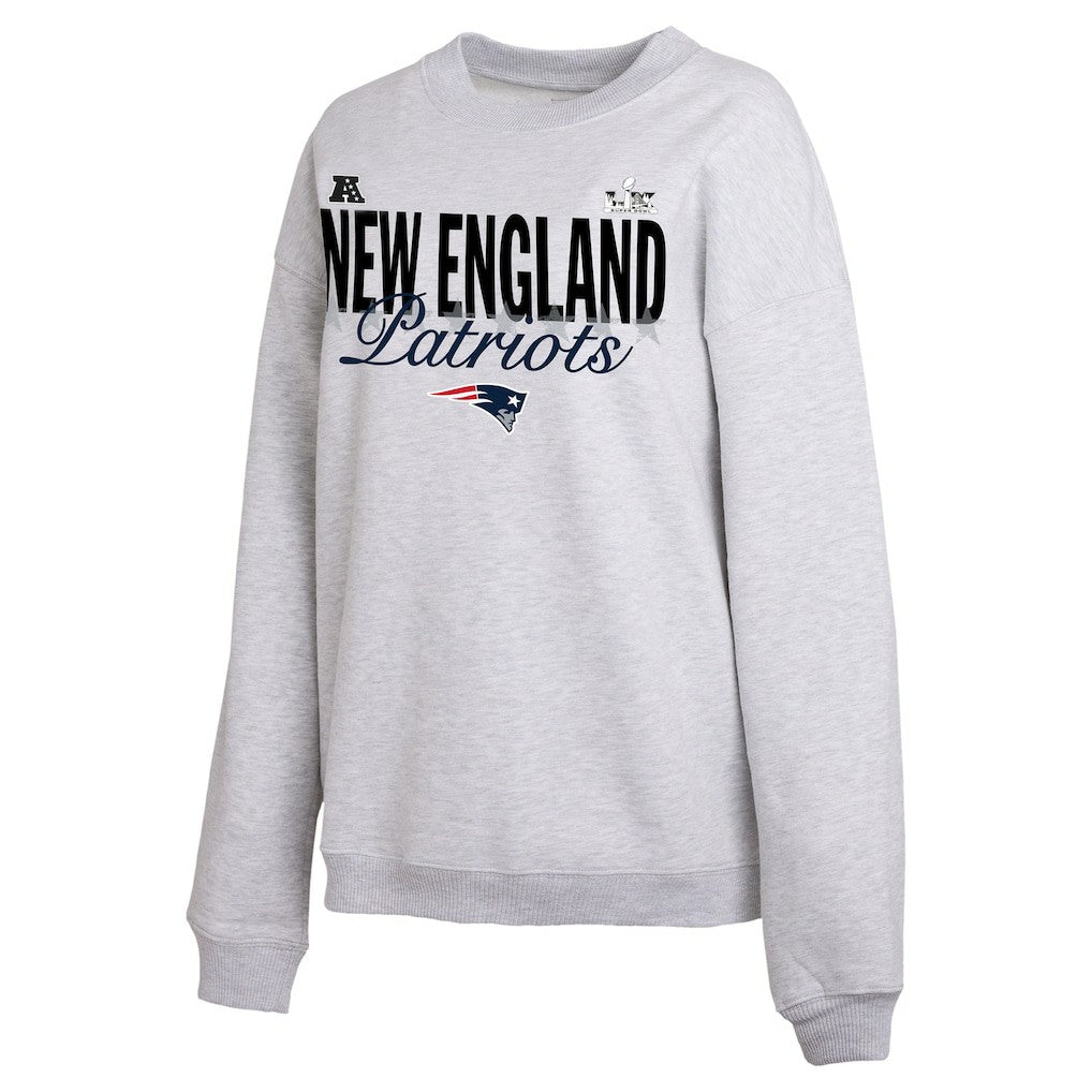 New England Patriots WEAR by Erin Andrews Women's Super Bowl LX Fleece Sweatshirt - Gray - NFL