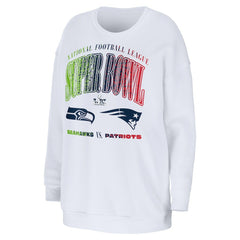 New England Patriots vs. Seattle Seahawks WEAR by Erin Andrews Women's Super Bowl LX Matchup Sweatshirt - White - NFL