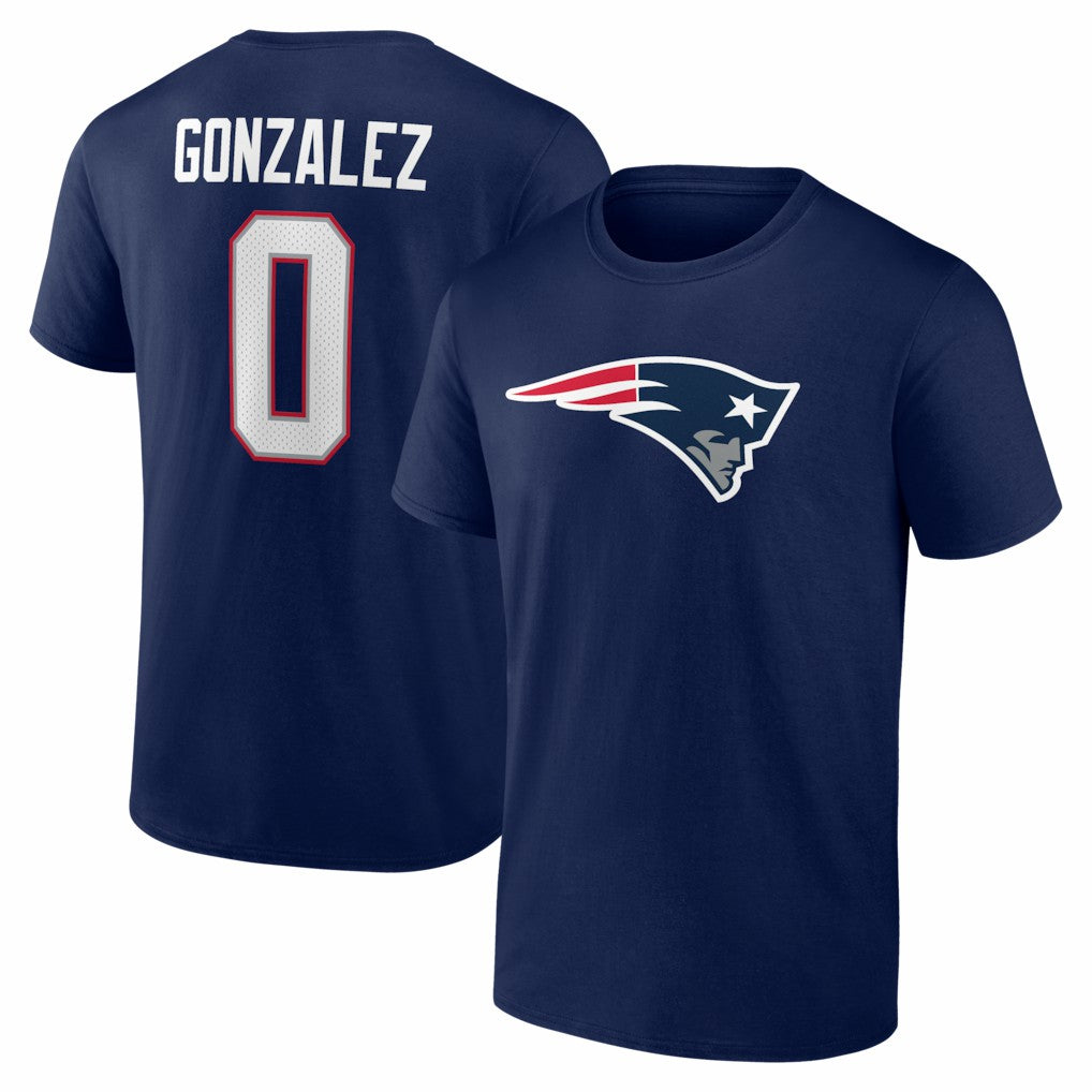 Christian Gonzalez New England Patriots Icon Name & Number T-Shirt - Navy - NFL