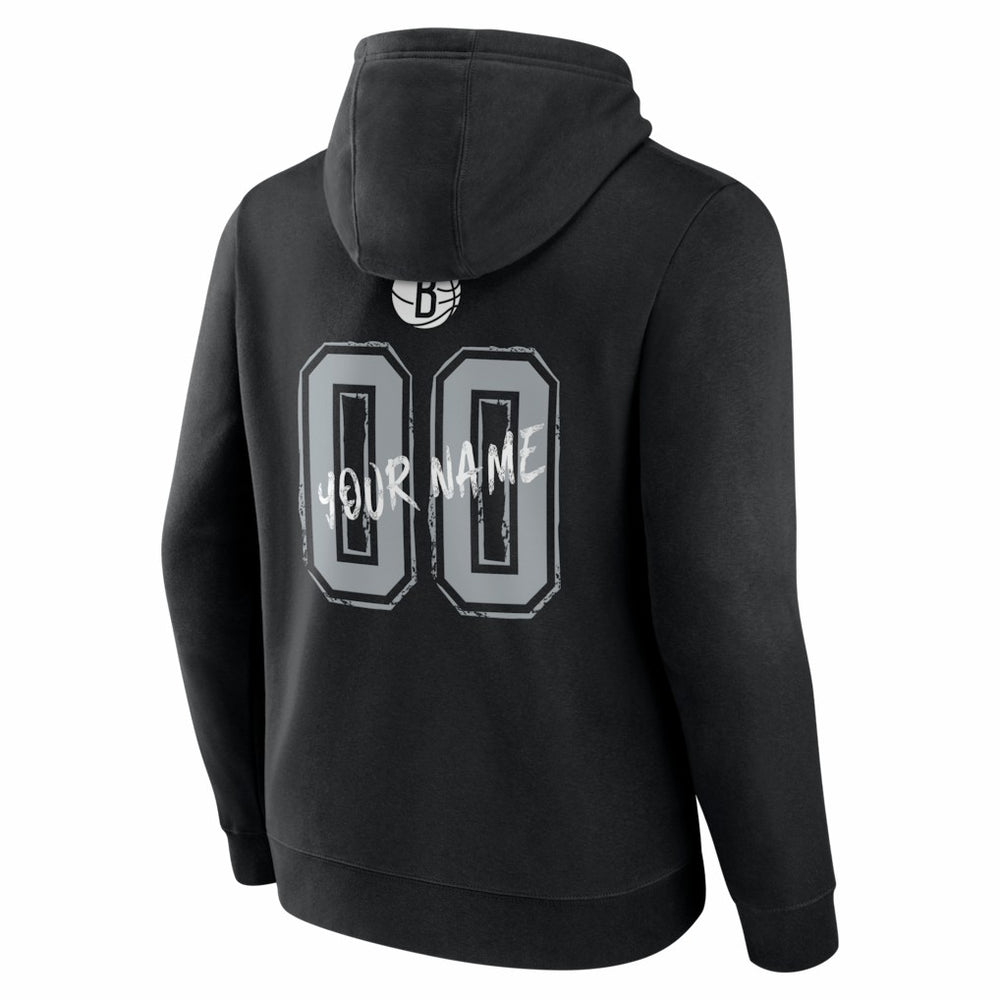 Brooklyn Nets Big & Tall Hustle Personalized Name & Number Hoodie Black
