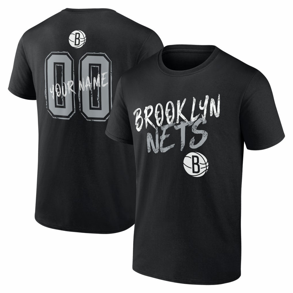 Brooklyn Nets Big & Tall Hustle Personalized Name & Number T-Shirt Black