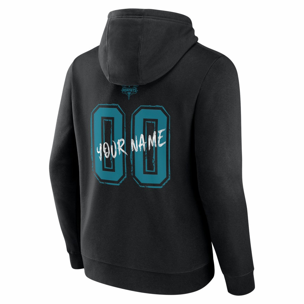 Charlotte Hornets Big & Tall Hustle Personalized Name & Number Hoodie Black