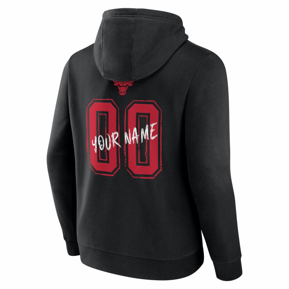 Chicago Bulls Big & Tall Hustle Personalized Name & Number Hoodie Black