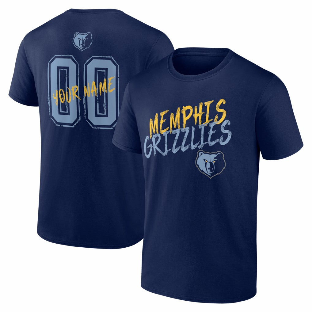 Memphis Grizzlies Big & Tall Hustle Personalized Name & Number T-Shirt Navy