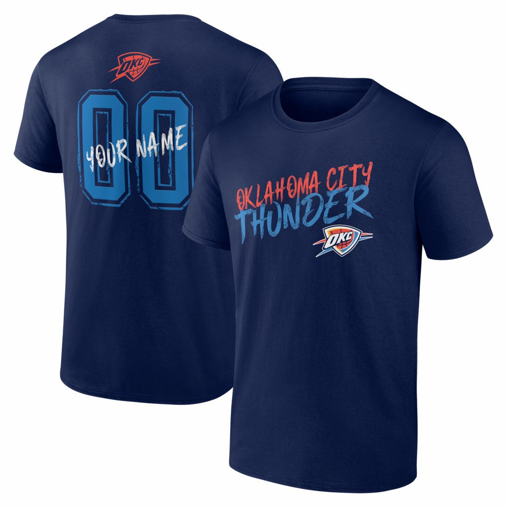 Oklahoma City Thunder Big & Tall Hustle Personalized Name & Number T-Shirt Navy
