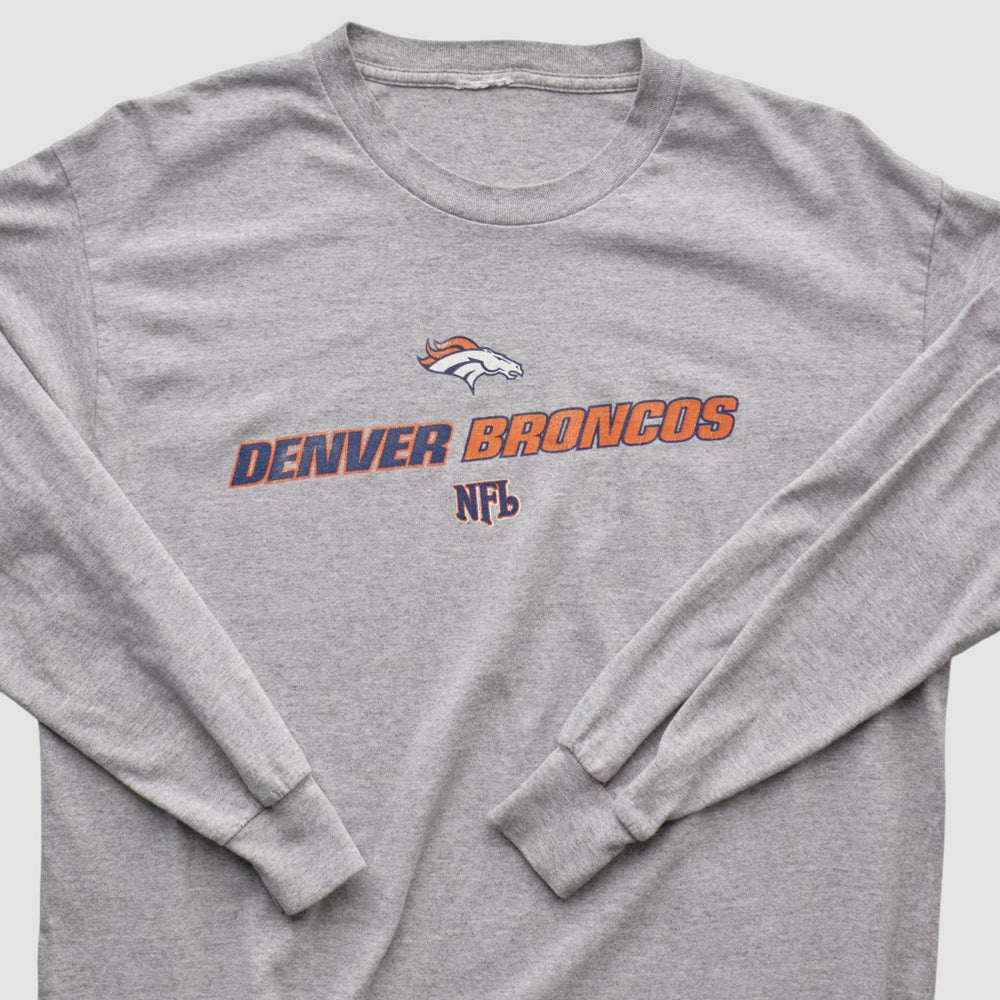 Denver Broncos 2000s Long Sleeve T-shirt - Heather Gray Vintage - Fanatics