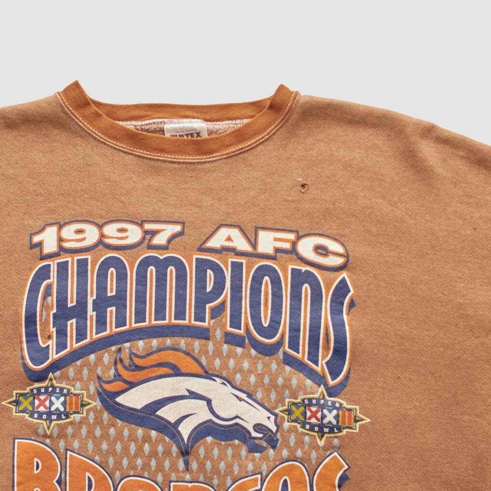 Denver Broncos Tultex 1997 Pullover Sweatshirt - Brown Vintage - Fanatics
