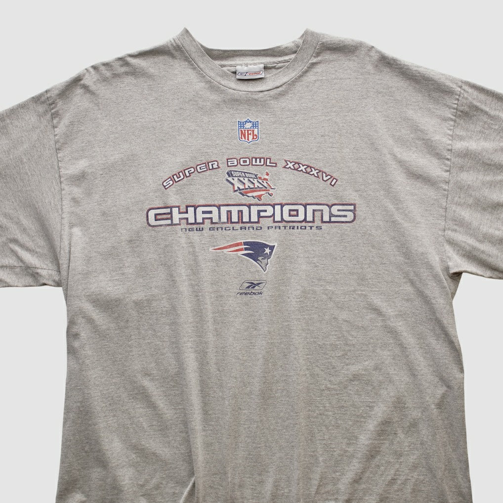 New England Patriots Reebok 2002 T-shirt - Heather Gray Vintage - Fanatics