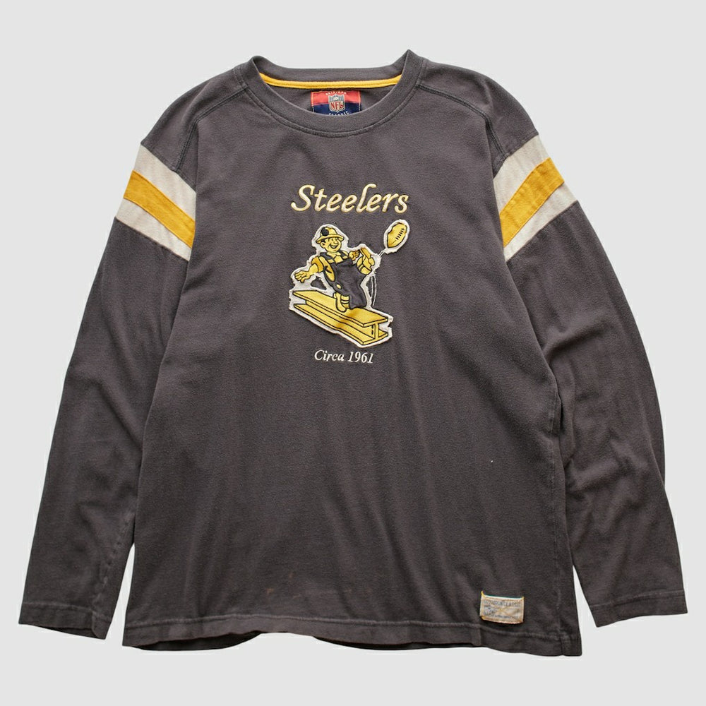 Pittsburgh Steelers Reebok 2000s Long Sleeve T-shirt - Charcoal Vintage - Fanatics