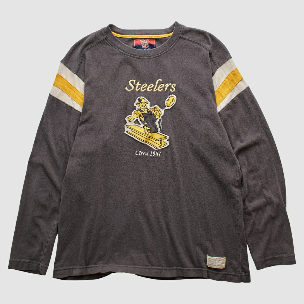 Pittsburgh Steelers Reebok 2000s Long Sleeve T-shirt - Charcoal Vintage - Fanatics