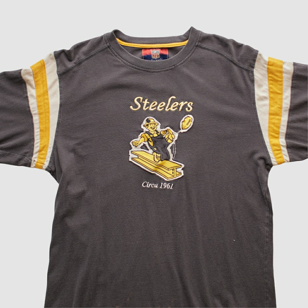 Pittsburgh Steelers Reebok 2000s Long Sleeve T-shirt - Charcoal Vintage - Fanatics
