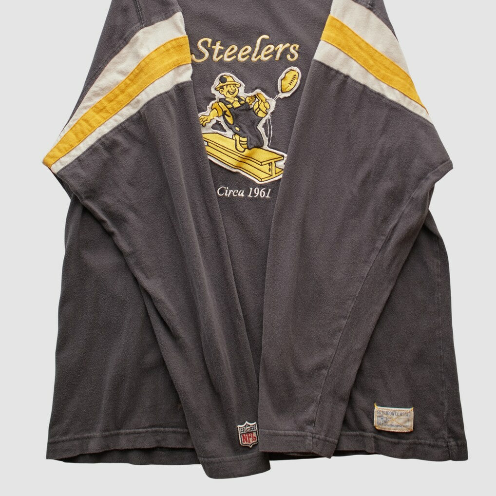 Pittsburgh Steelers Reebok 2000s Long Sleeve T-shirt - Charcoal Vintage - Fanatics
