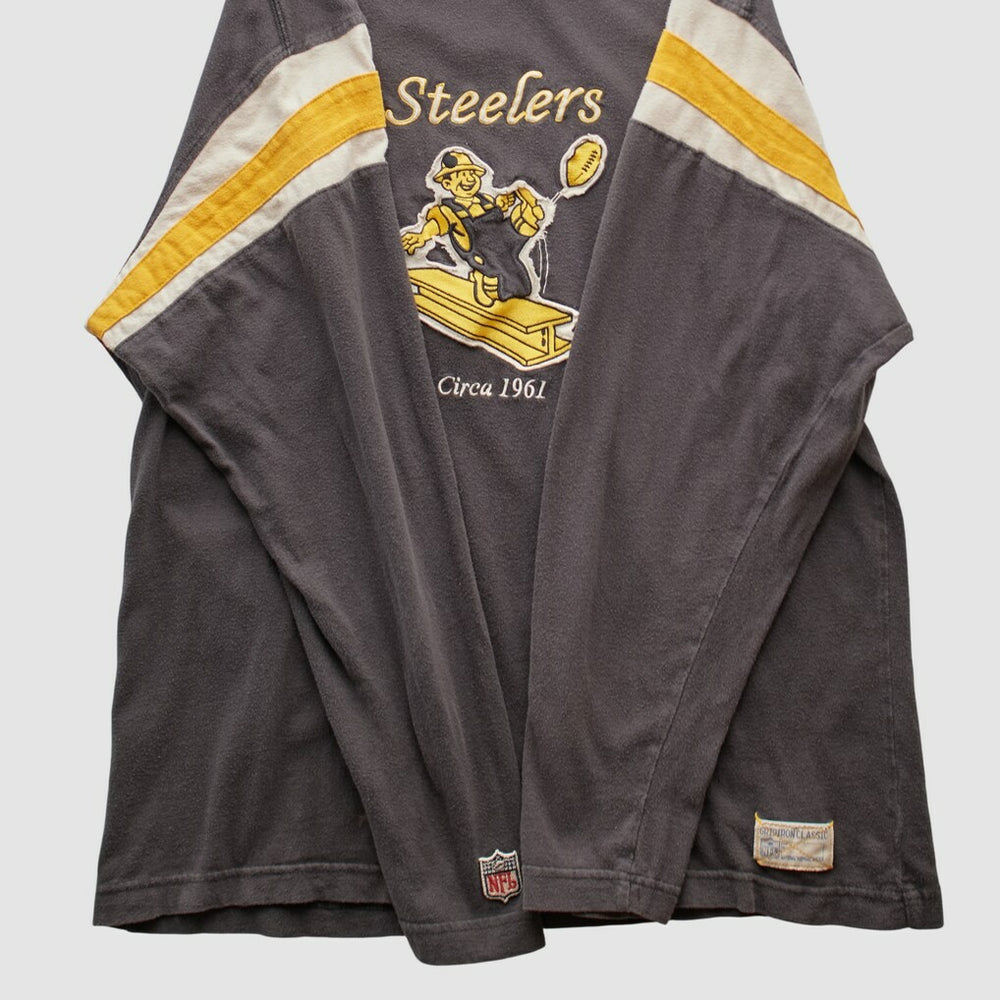 Pittsburgh Steelers Reebok 2000s Long Sleeve T-shirt - Charcoal Vintage - Fanatics