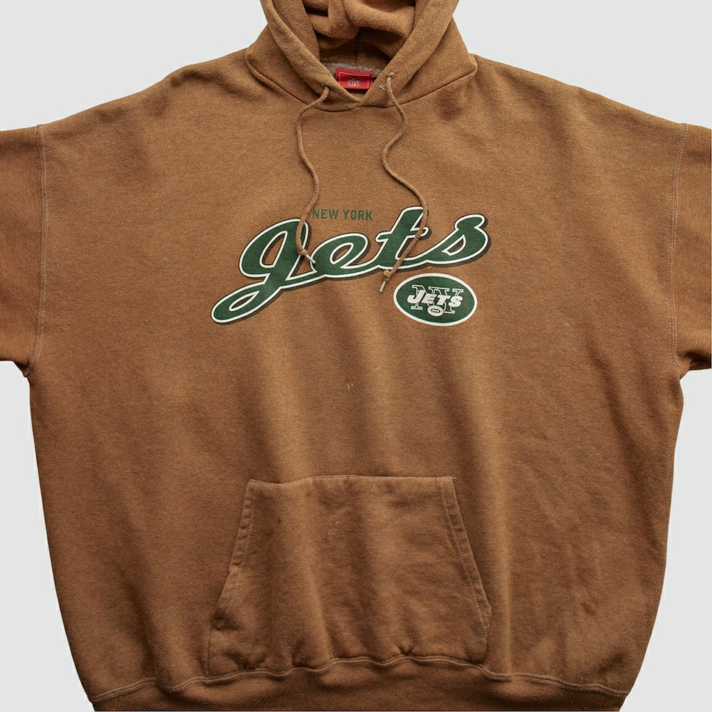 New York Jets NFL 2000s Hooded Pullover Sweatshirt - Brown Vintage - Fanatics