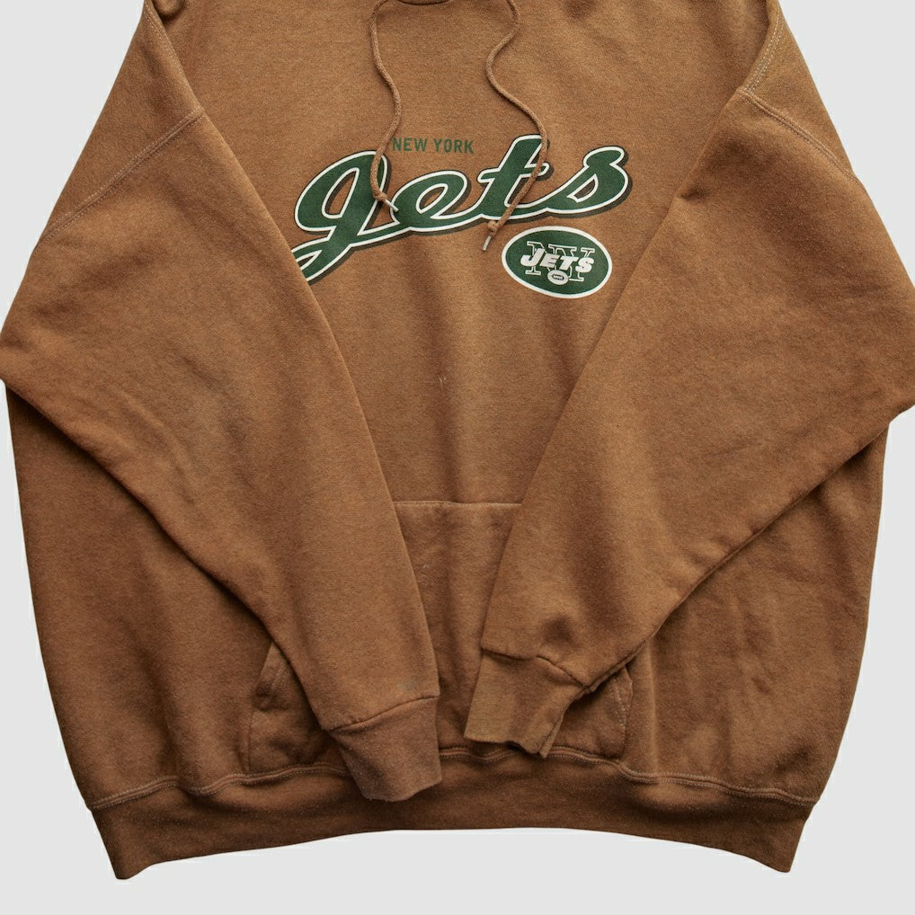 New York Jets NFL 2000s Hooded Pullover Sweatshirt - Brown Vintage - Fanatics