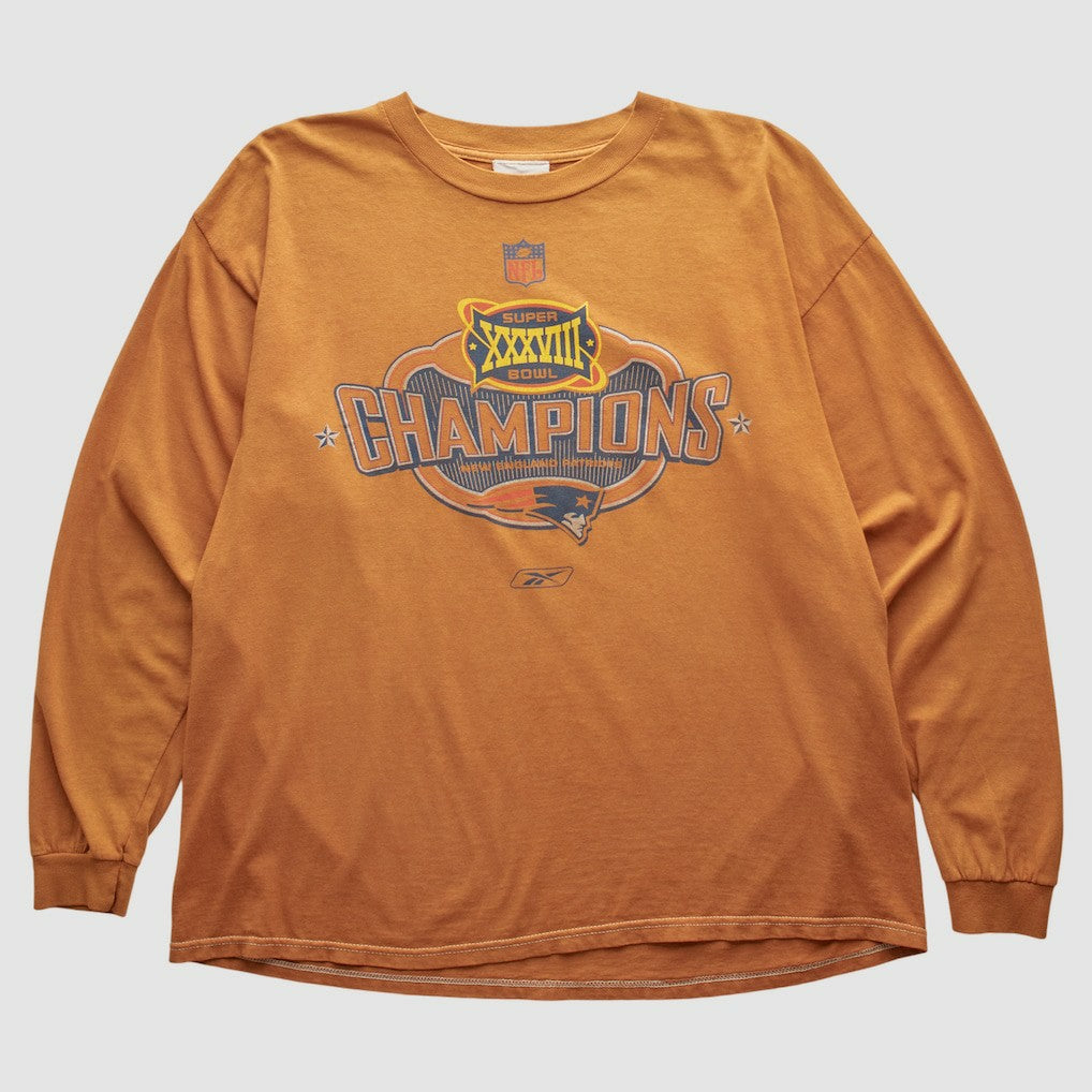 New England Patriots Reebok 2004 Long Sleeve T-shirt - Orange Vintage - Fanatics