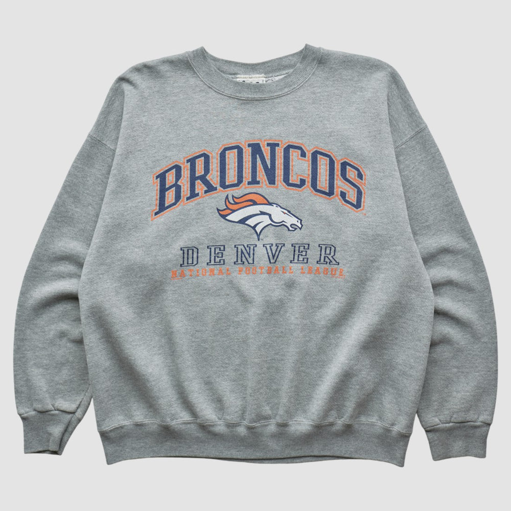 Denver Broncos Lee Sport 90s Pullover Sweatshirt - Heather Gray Vintage - Fanatics