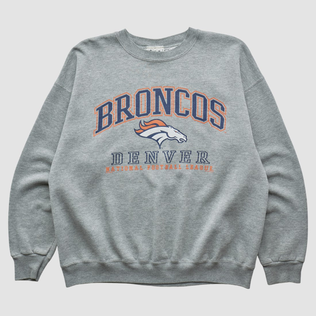 Denver Broncos Lee Sport 90s Pullover Sweatshirt - Heather Gray Vintage - Fanatics