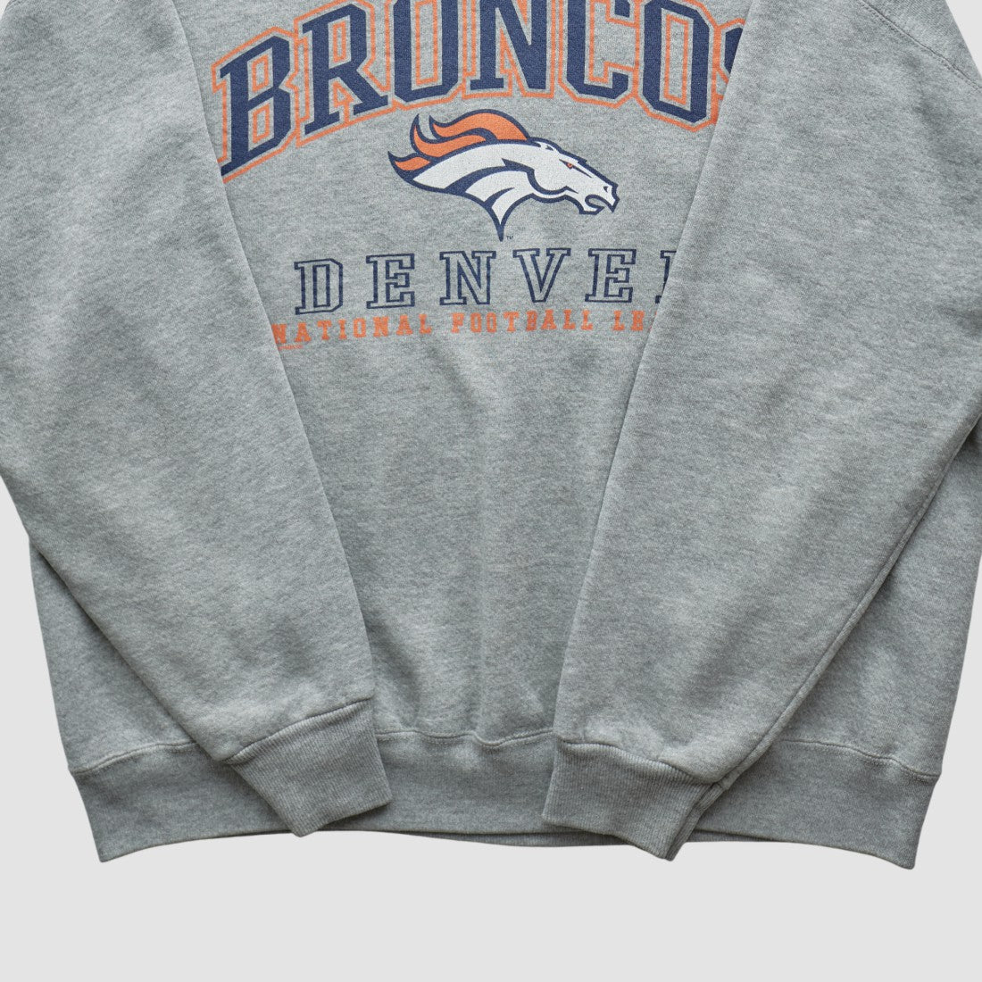 Denver Broncos Lee Sport 90s Pullover Sweatshirt - Heather Gray Vintage - Fanatics