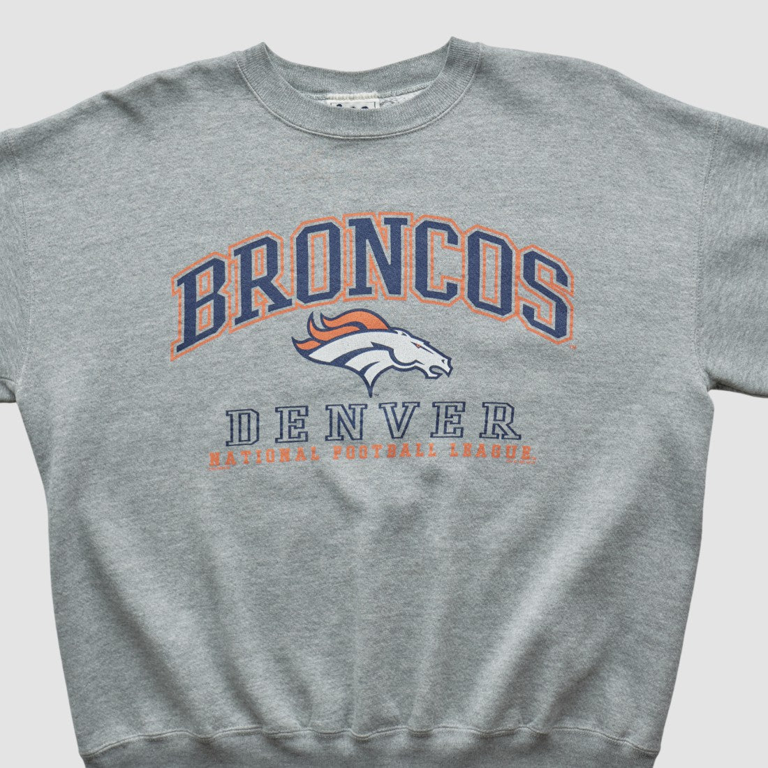 Denver Broncos Lee Sport 90s Pullover Sweatshirt - Heather Gray Vintage - Fanatics