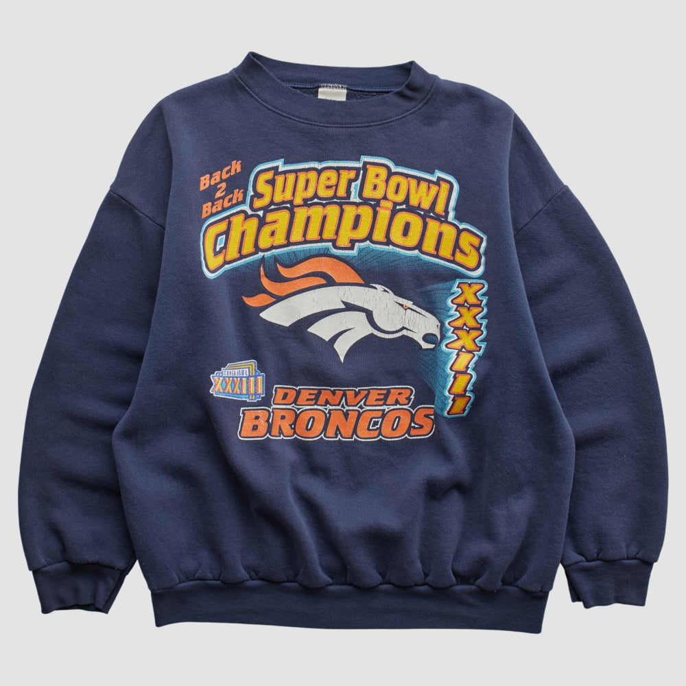 Denver Broncos Logo 7 1999 Pullover Sweatshirt - Navy Vintage - Fanatics