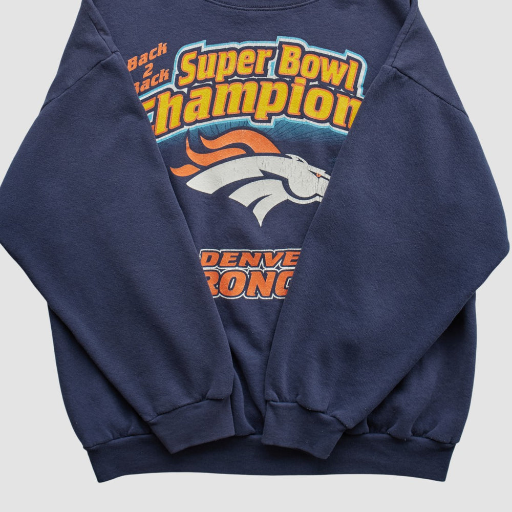 Denver Broncos Logo 7 1999 Pullover Sweatshirt - Navy Vintage - Fanatics
