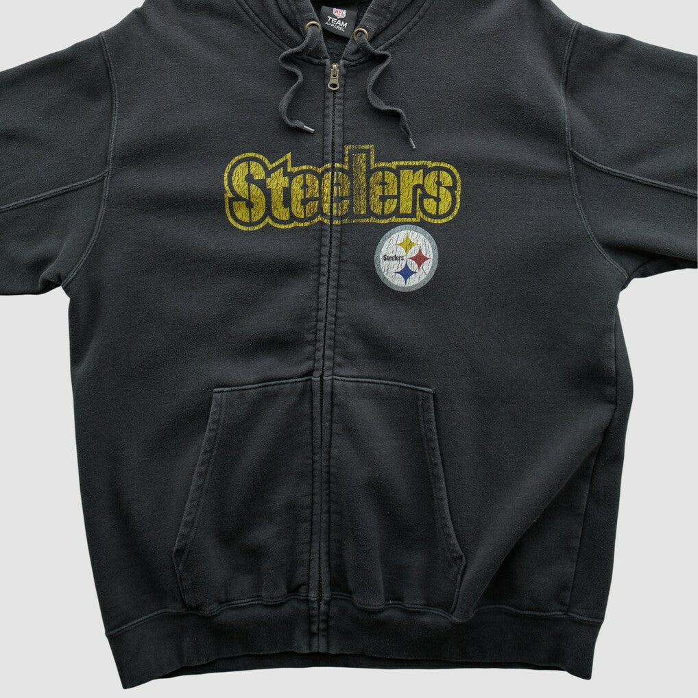 Pittsburgh Steelers NFL 2010s Hooded Full Zip Sweatshirt - Black Vintage - Fanatics