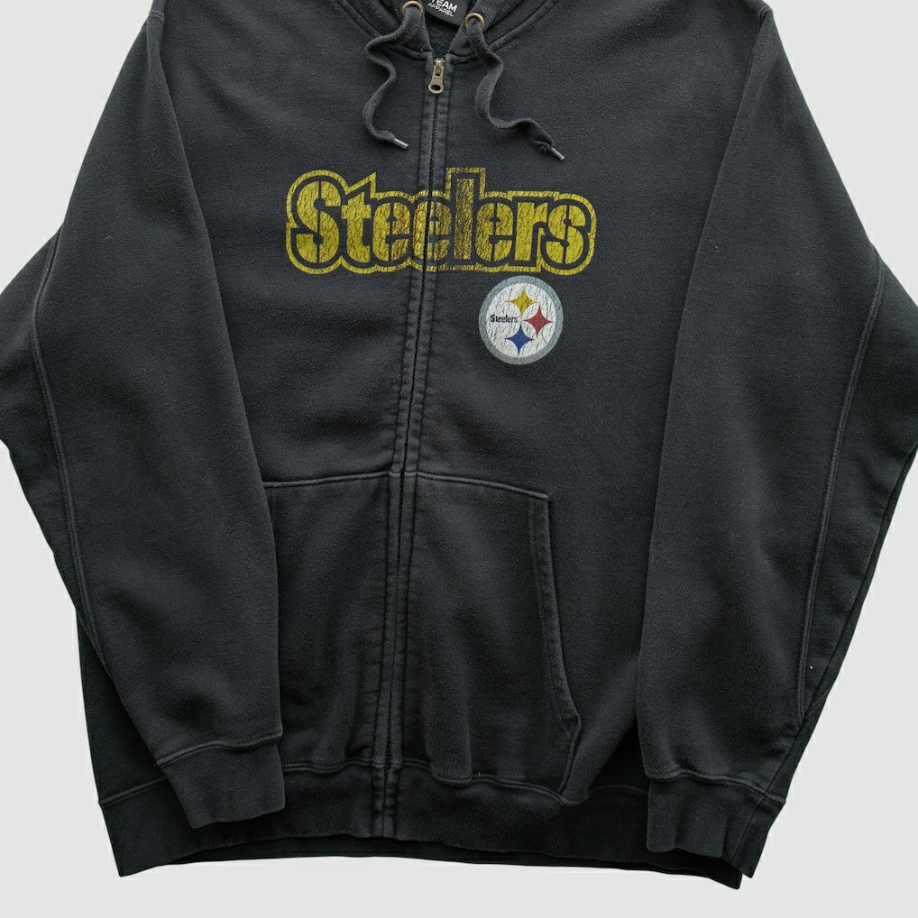 Pittsburgh Steelers NFL 2010s Hooded Full Zip Sweatshirt - Black Vintage - Fanatics