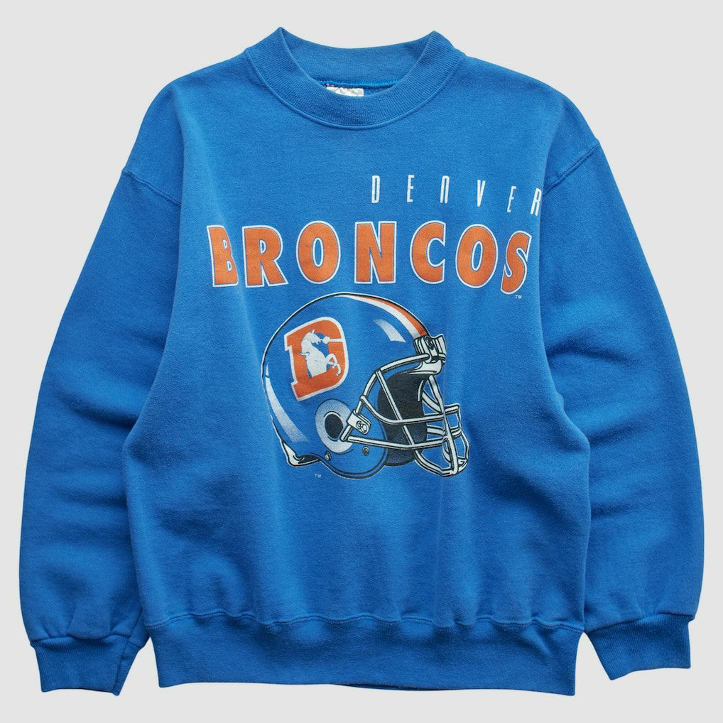 Denver Broncos Hanes 90s Pullover Sweatshirt - Blue Vintage - Fanatics