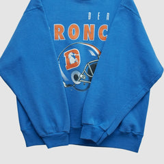 Denver Broncos Hanes 90s Pullover Sweatshirt - Blue Vintage - Fanatics