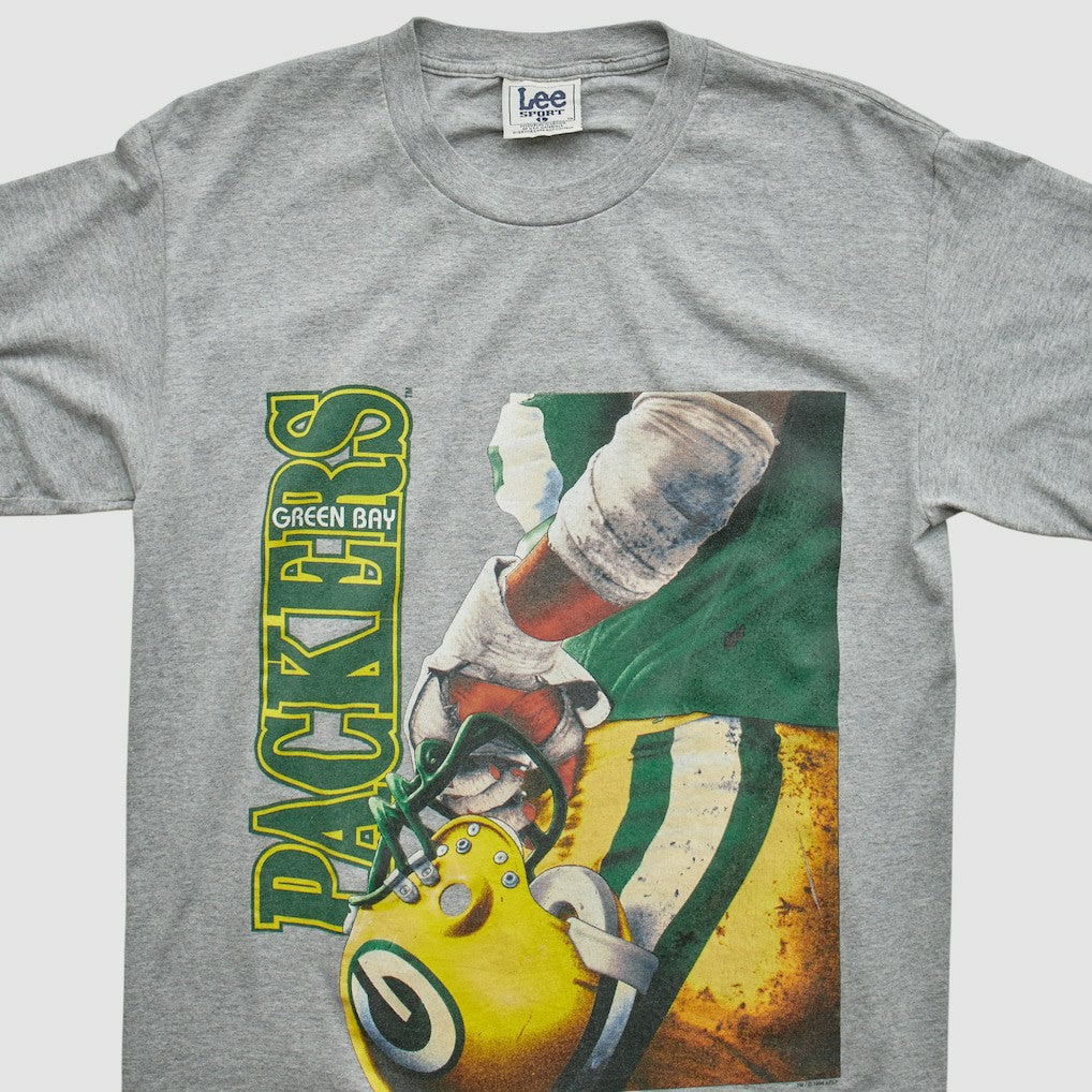 Green Bay Packers Lee Apparel 90s T-shirt - Heather Gray Vintage - Fanatics