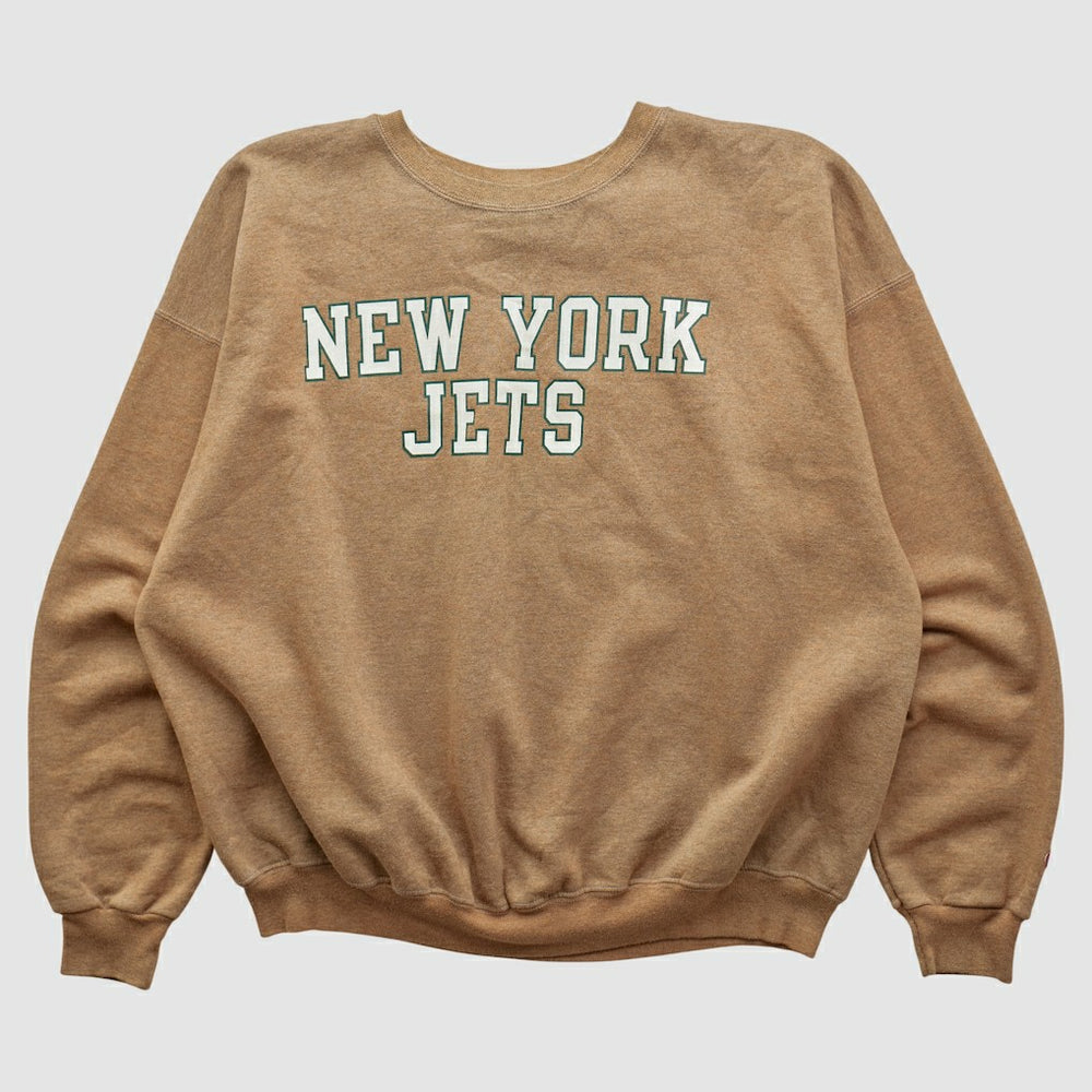 New York Jets Champion 2000s Pullover Sweatshirt - Tan Vintage - Fanatics