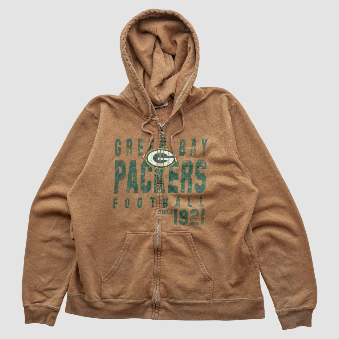 Green Bay Packers NFL 2000s Hooded Full Zip Sweatshirt - Tan Vintage - Fanatics