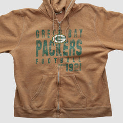 Green Bay Packers NFL 2000s Hooded Full Zip Sweatshirt - Tan Vintage - Fanatics