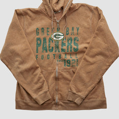 Green Bay Packers NFL 2000s Hooded Full Zip Sweatshirt - Tan Vintage - Fanatics