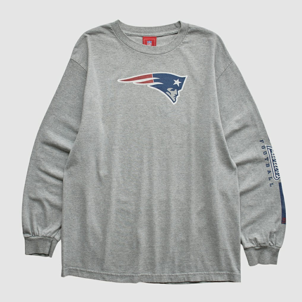 New England Patriots NFL 2000s Long Sleeve T-shirt - Heather Gray Vintage - Fanatics