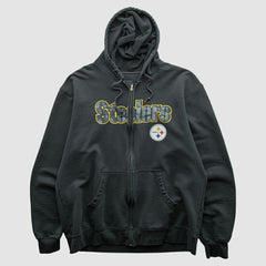 Pittsburgh Steelers Reebok 2000s Hooded Full Zip Sweatshirt - Charcoal Vintage - Fanatics