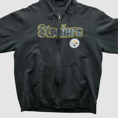 Pittsburgh Steelers Reebok 2000s Hooded Full Zip Sweatshirt - Charcoal Vintage - Fanatics