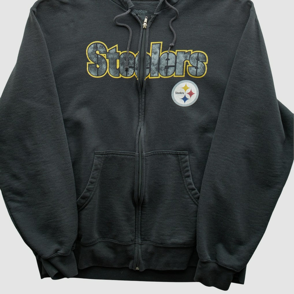 Pittsburgh Steelers Reebok 2000s Hooded Full Zip Sweatshirt - Charcoal Vintage - Fanatics