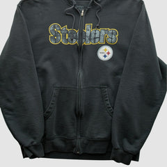 Pittsburgh Steelers Reebok 2000s Hooded Full Zip Sweatshirt - Charcoal Vintage - Fanatics