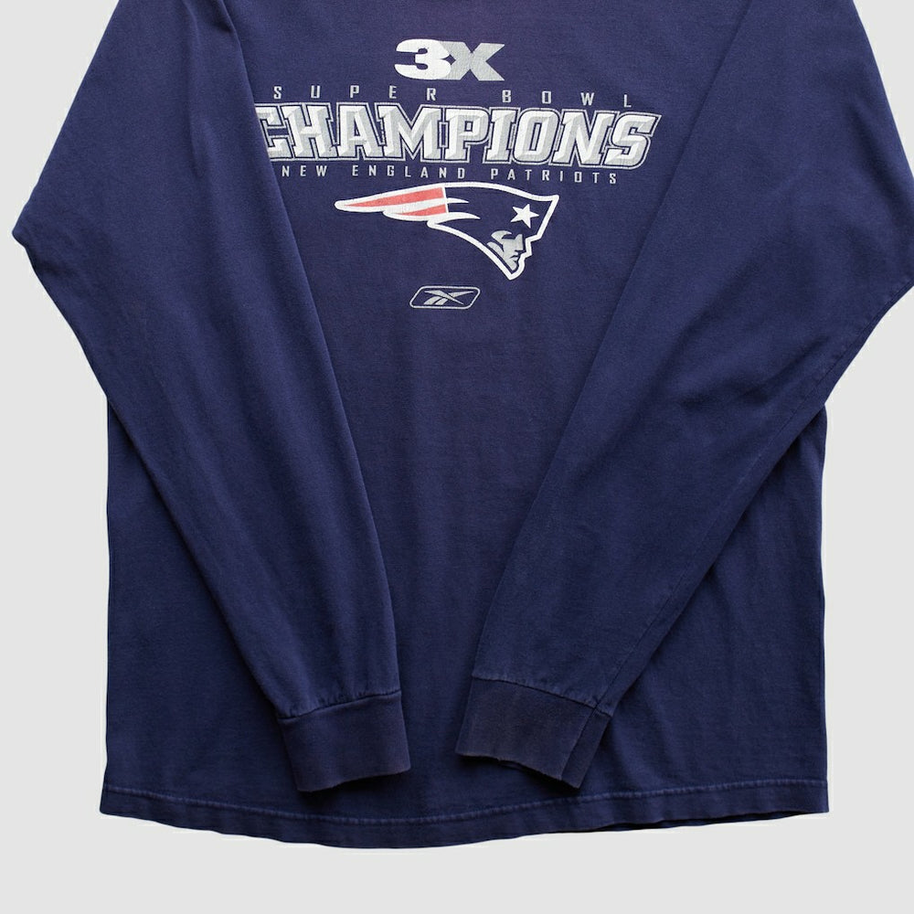 New England Patriots Reebok 2000s Long Sleeve T-shirt - Navy Vintage - Fanatics