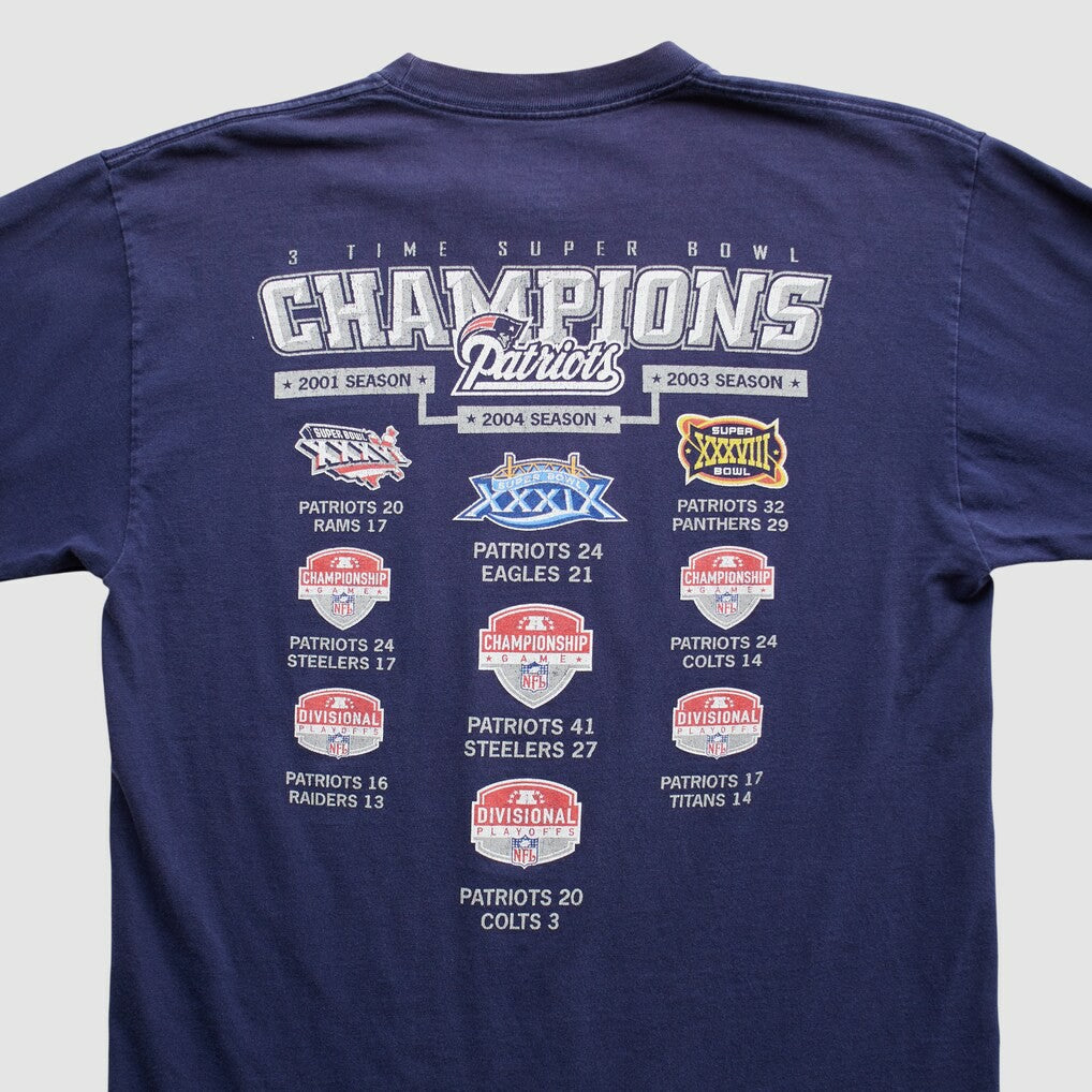 New England Patriots Reebok 2000s Long Sleeve T-shirt - Navy Vintage - Fanatics
