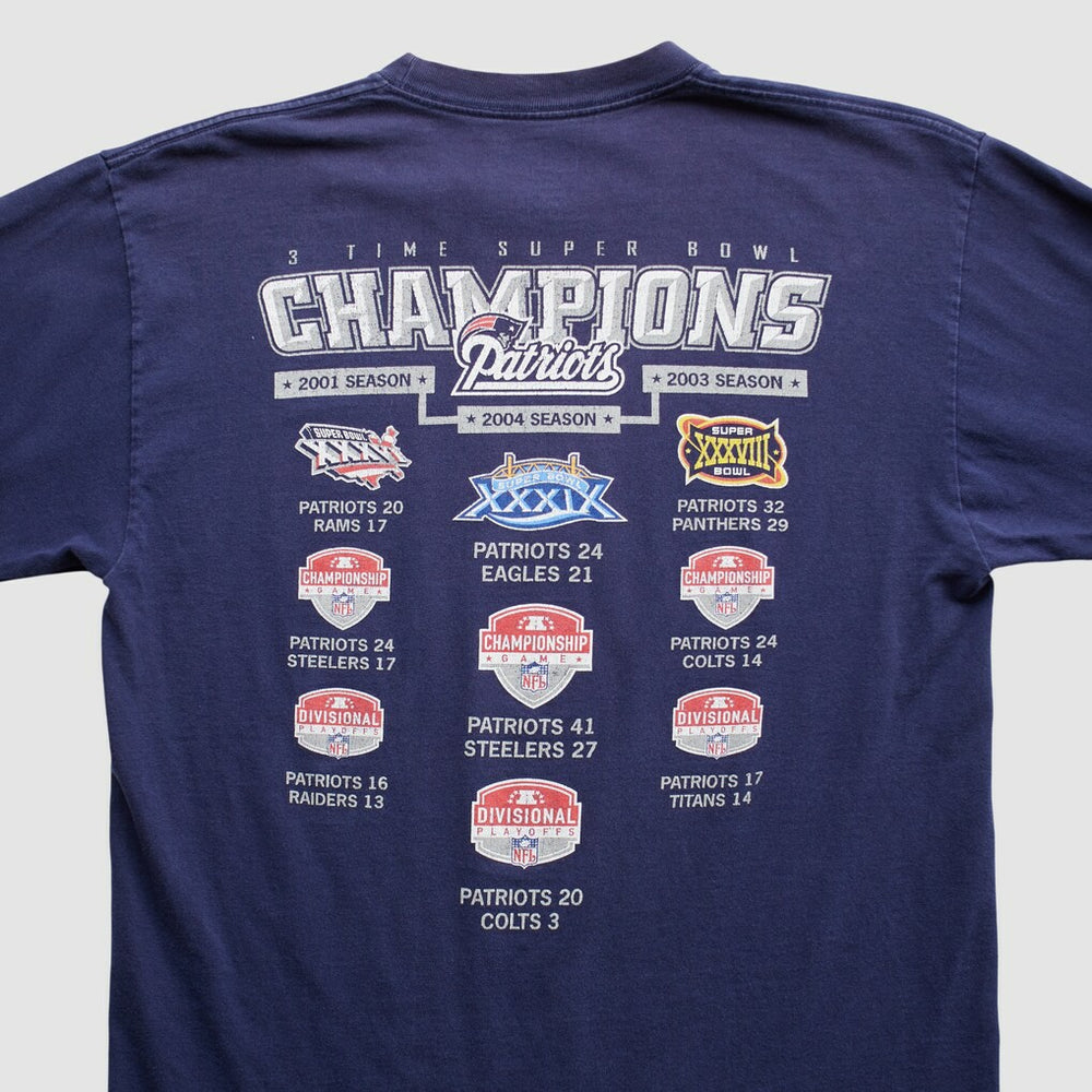 New England Patriots Reebok 2000s Long Sleeve T-shirt - Navy Vintage - Fanatics